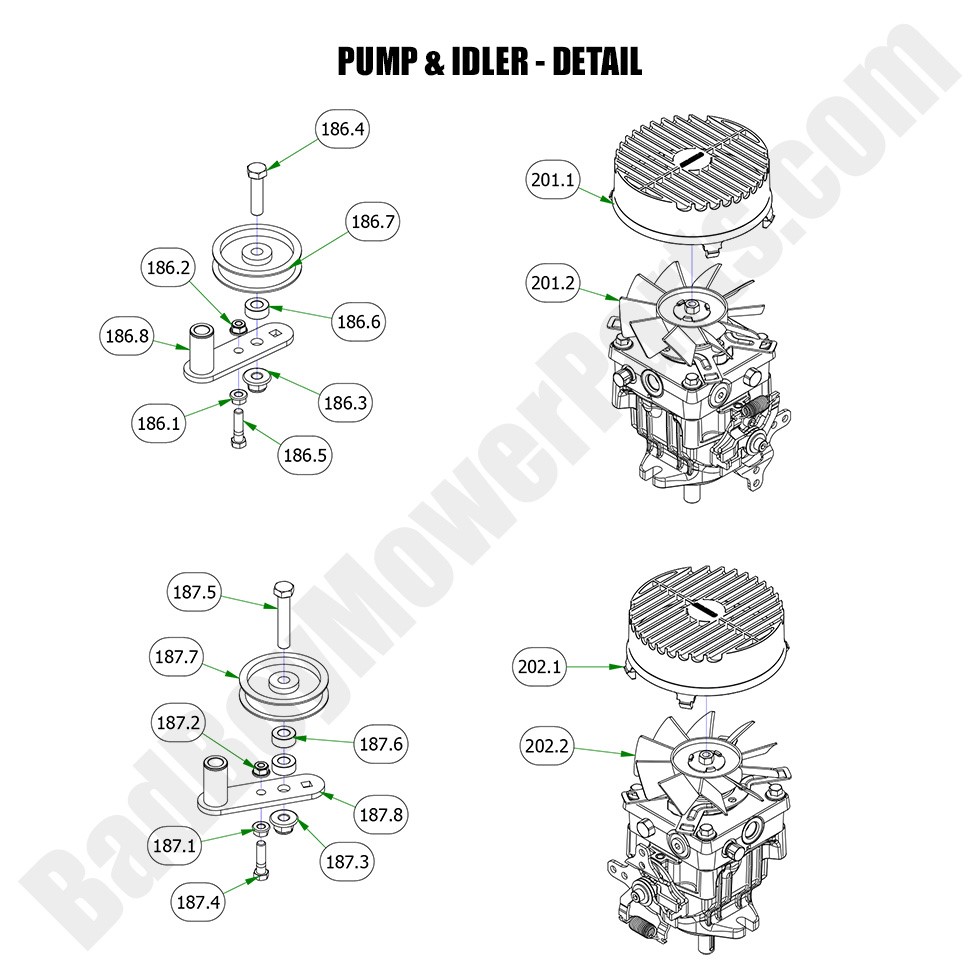 3190 - Bad Boy Mower Parts Lookup > 2023 > Renegade - Gas > Pump & Idler Detail